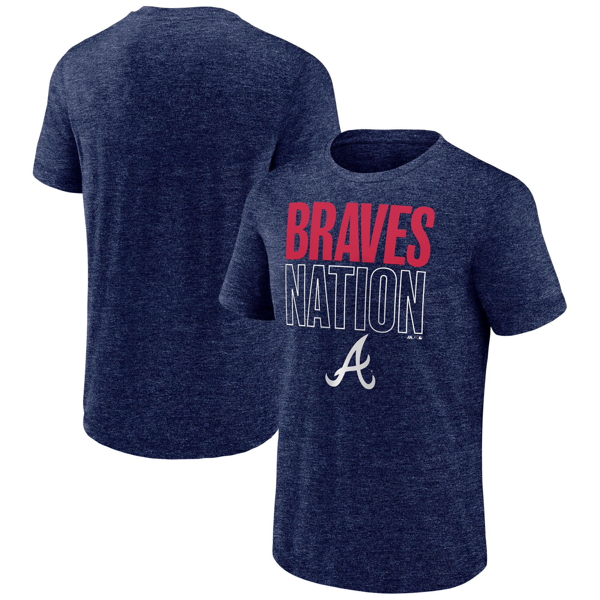 Men's Fanatics Heather Navy Atlanta Braves Slub Batting Cleanup T-Shirt