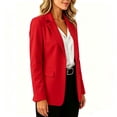 thumbnail image 6 of Women's Single Button Blazer Notched Lapel Long Sleeve Suit Jacket Solid Color formal office Business Casual Suit Coat for Ladies Red, 6 of 7