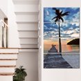 thumbnail image 1 of Quai en Bois et Palmier - Impression d'Art Photo sur Toile du Bord de Mer, 1 of 3