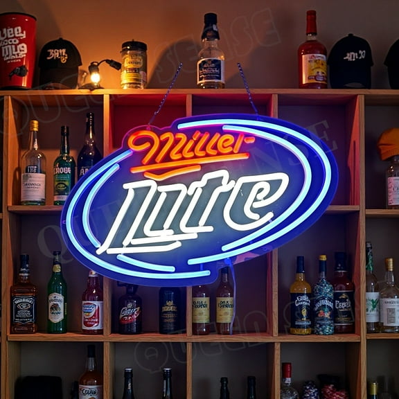 Queen Sense 16"x14" Millers Lite LED Neon Sign for Wall Decor Dimmable USB Powered LED Light W116MLL-5VLED