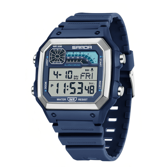 Sanda Square Men's Outdoor Digital Watch Men's Multifunction Waterproof Shockproof Sports Watches Alarm Clock Chrono LED Digital Double Time Watch