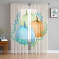 thumbnail image 3 of Sheer Curtains 72 inches Long, Fall Autumn Vintage Harvest Pumpkin Thanksgiving Light Filtering Sheer Window Curtains Rod Pocket Voile Drapes for Bedroom Living Room, 52"W x 72"L 2 Panels, 3 of 7