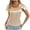 Beige-01, variant on Womens Silk Satin Blouse Round Neck Split Short Sleeves Tops Summer Dressy Blouse