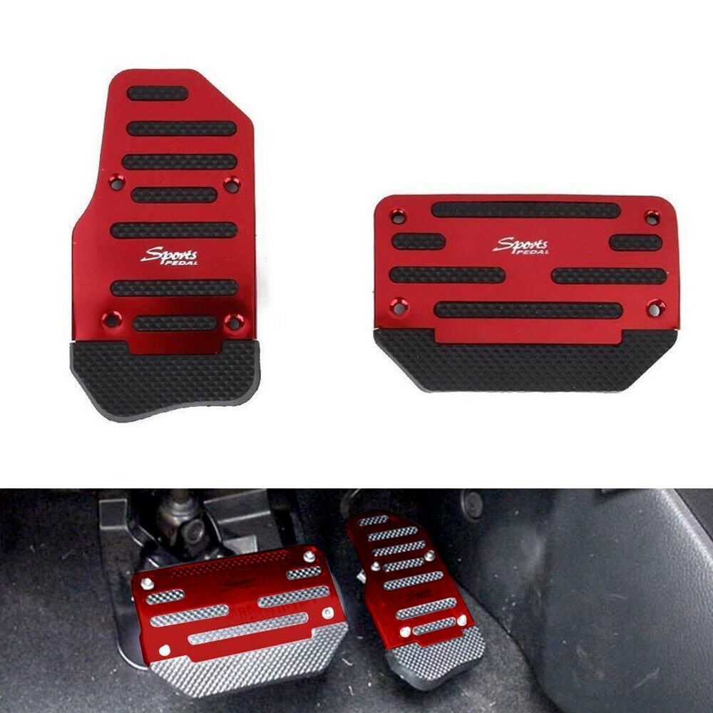 Universal 2 PCS Red Non-Slip Automatic Car Gas Brake Pedal Cover Pad Metal Plastic Car Gas Brake Foot Pedal Pad Cover Accelerator Red 