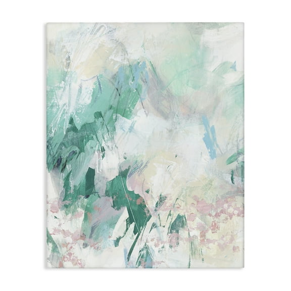 Stupell Industries Green Faded Splatter Abstract Painting Wrapped Canvas Art Print Wall Art, 16 x 20