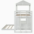 thumbnail image 3 of Wooden Twin Over Full Bunk Bed, Loft Bed with Playhouse, Farmhouse, Ladder and Guardrails, White, 3 of 9