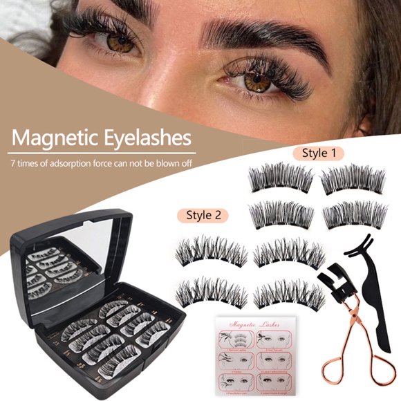 mtvxesu False Lashes Magnetic Eyelashes,Reusable Magnetic False Eyelashes Natural Look 3D Magnets Extension Soft Individual False Eyelashes No Glue Tweezers For Women Makeup Sale