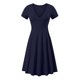 thumbnail image 3 of Vestido de verano de color sólido con cuello en V y manga corta cómodo para mujer Pompotops ghjkhdj12225, 3 of 4