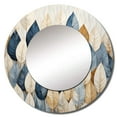 thumbnail image 2 of Designart "Collage of Beige and Blue Minimalism Leaves I" Leaves Round Mirror Wall Decor Traditional - Large Beige Round Bathroom Mirror - Round Mirror - 23" x 23", 2 of 6
