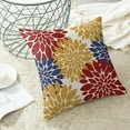 thumbnail image 4 of Red Yellow Pillow Covers 20x20 Set of 2, Navy Blue Floral Dahlia Farmhouse Decorations Throw Pillow Covers Geometry Design Summer Outdoors Decorative Linen Cushion Case for Couch Sofa Home, 4 of 6