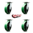 thumbnail image 2 of 8 Inch Heavy Duty Green Poly on Cast Iron Caster Set with Roller Bearings Set 4, 2 of 2