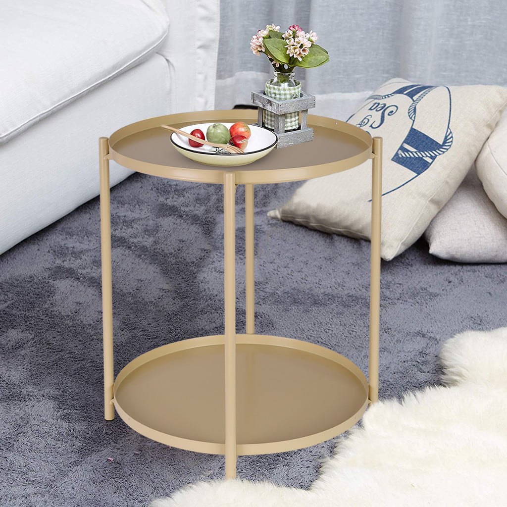 Outdoor & Indoor Table Tray Metal End Table Small Round Side Tables 