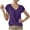 Purple, variant on JGGSPWM Women's V Neck Short Sleeve Top Front Twist Solid Color Five Point Casual Shirt Army Green XL