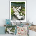 thumbnail image 2 of Designart 'Pelicans Resting Near The river Water' Traditional Framed Canvas Wall Art Print, 2 of 5