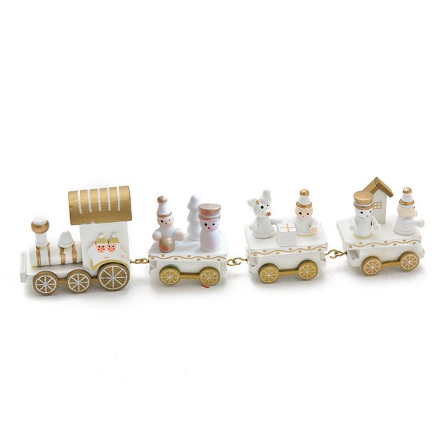 Christmas Wooden Train Ornament Cute Painted Toy Train With Santa Claus Snowman Crafts For New Year Xmas Party Decor Kids Gifts