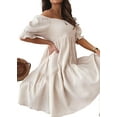 thumbnail image 3 of Women'S Summer Lantern Sleeves Ruffled Off Shoulder A-Line Dresses Apricot XXL, 3 of 9