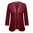 thumbnail image 2 of Fall Winter Jackets Coats Cardigan for Women, Solid Color Nine Quarter Sleeve Casual Jacket Cardigan Top Red, 2 of 5