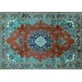 thumbnail image 1 of Ahgly Company Indoor Rectangle Medallion Light Blue Traditional Area Rugs, 2' x 4', 1 of 4