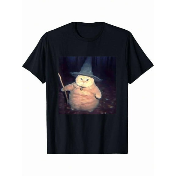 Wizard Cat Weird Funny Halloween Cat Meme T-Shirt Gifts For Teens Boys MenFunny and fun short-sleeved T-shirt| S-5XL SIZE