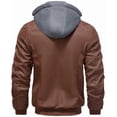 thumbnail image 2 of KVE Men's Faux Leather Jacket Waterproof Motorcycle Bomber Jacket Vintage PU Moto Biker Coat Camel Large, 2 of 9