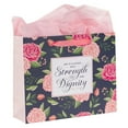 thumbnail image 3 of Christian Art Gifts Large Landscape Scripture Gift Bag, Greeting Card & Wrapping Tissue Paper Set for Women: Strength & Dignity Inspirational Bible Verse, Beautiful Roses, Satin Handles, Black/Pink, 3 of 3
