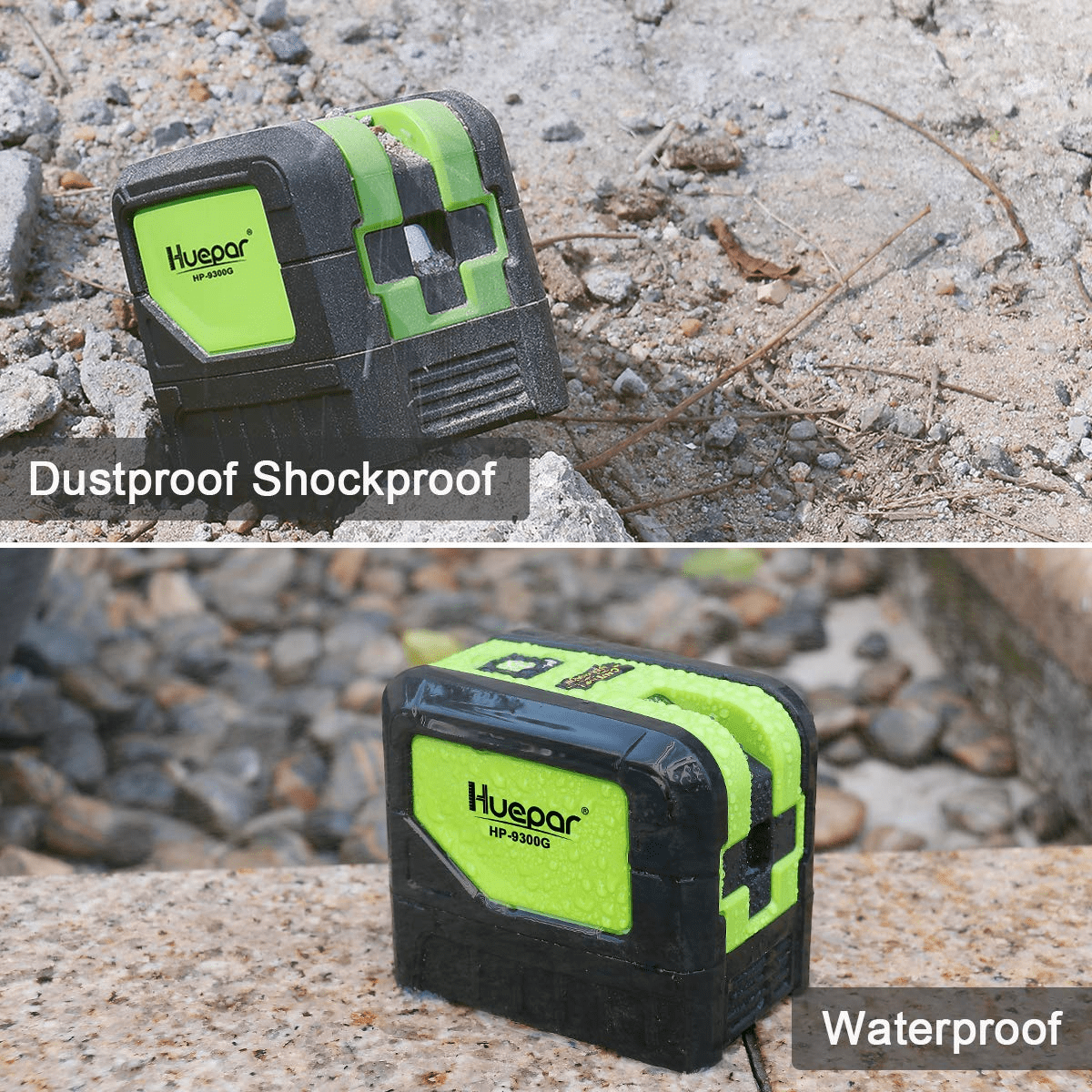 Huepar Green 3 Point Laser Level Self-leveling Laser Level Tools with 3 Plumb Spots for Soldering and Points Reference Positioning