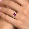 thumbnail image 4 of Gem Stone King 10K Two Tone Gold Red Created Ruby and White Created Sapphire Engagement Ring for Women | 1.85 Cttw | Oval 8X6MM | Gemstone July Birthstone | Size 8, 4 of 6