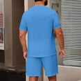 thumbnail image 5 of Domuza Short Sets for Men Summer 2 Piece Summer Fashion Casual Tee Drawstring Shorts Sets Casual Summer Matching Set Blue L, 5 of 5