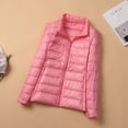 thumbnail image 4 of Chaqueta de plumón ligera para mujer, cuello alto corto, ajustada, para otoño e invierno, abrigo de mujer de talla grande, 4 of 5
