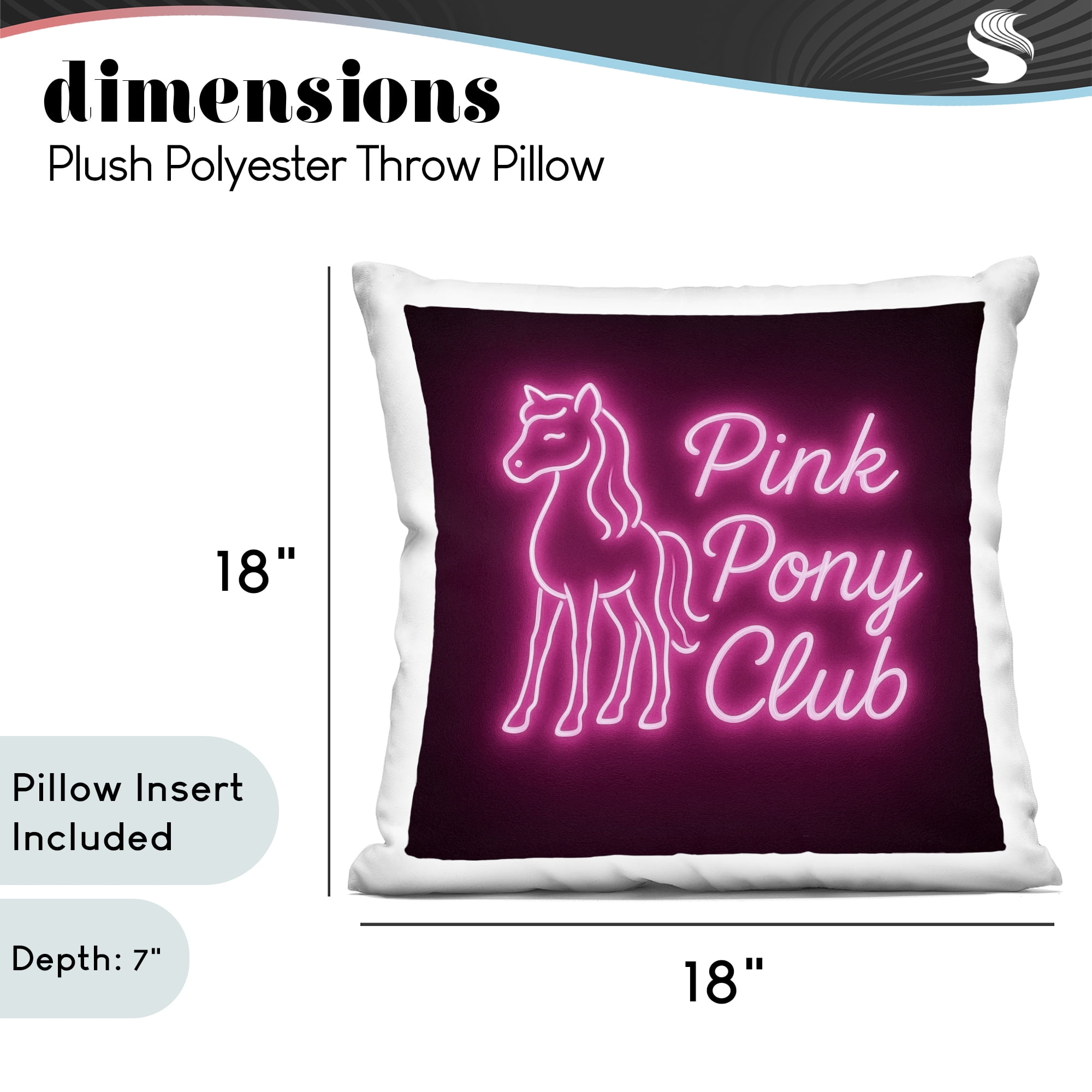 Stupell Industries Pink Pony Club Neon Decorative Printed Throw Pillow, design by Grotto Studios