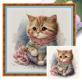 thumbnail image 1 of Hilo de bordar ecológico Wdftyju completo, punto de cruz de gatito impreso 11CT, 50x50cm, 1 of 9