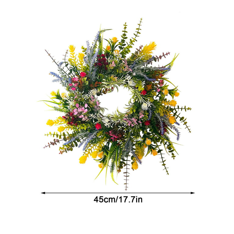 Lingouzi Colorful Wildflower Garland for Front Door with Immortal