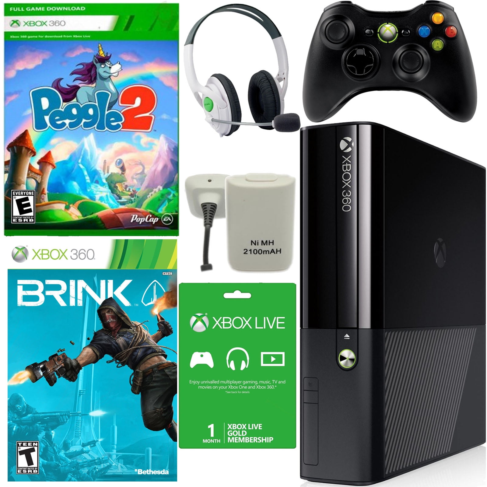 Xbox 360 E 4GB No Kinect with Peggle and Brink and ...