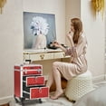 thumbnail image 2 of Omysalon Rolling Cosmetic Makeup Case Trolley for Professional with Drawers, Red, 2 of 6