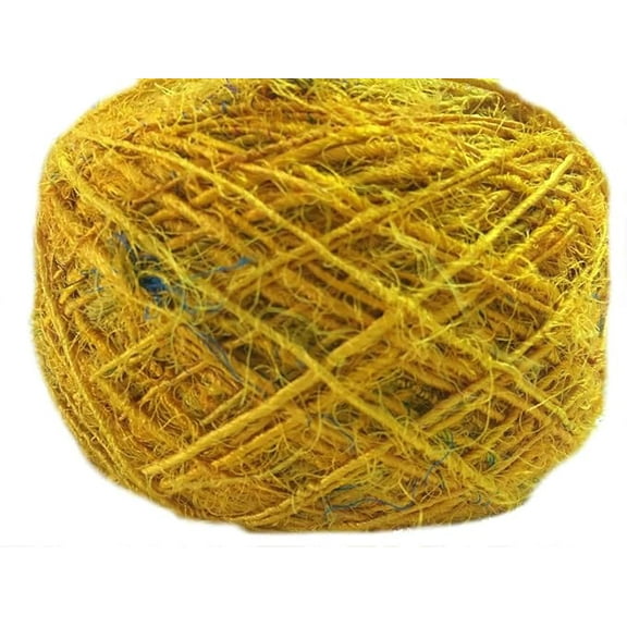 Knitsilk Premium Ball Recycled Sari Silk Yarn -Yellow (100 Grams)