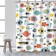 thumbnail image 4 of Colorful Fishes Shower Curtain, Kids Shower Curtains Set with 12 Hooks, Waterproof Shower Curtain for Bathroom, 72 x 72 Inch, Cartoon Fun Fishes Ocean Animals Bath Curtains, 4 of 6