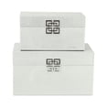 thumbnail image 3 of Contemporary Home Living Set of 2 White Rectangular Shagreen Storage Boxes 12", 3 of 8