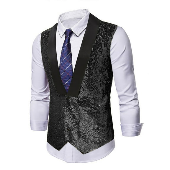 Donemore Men's Formal Attire Men's Suits Vests Men's Sequined Vests Wedding Gowns Tops Men's V-neck Vests