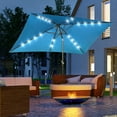 thumbnail image 2 of Outsunny 6.5x10ft Patio Umbrella Rectangle Solar Powered Tilt Aluminum Outdoor Market Parasol with LEDs Crank (Turquoise), 2 of 10