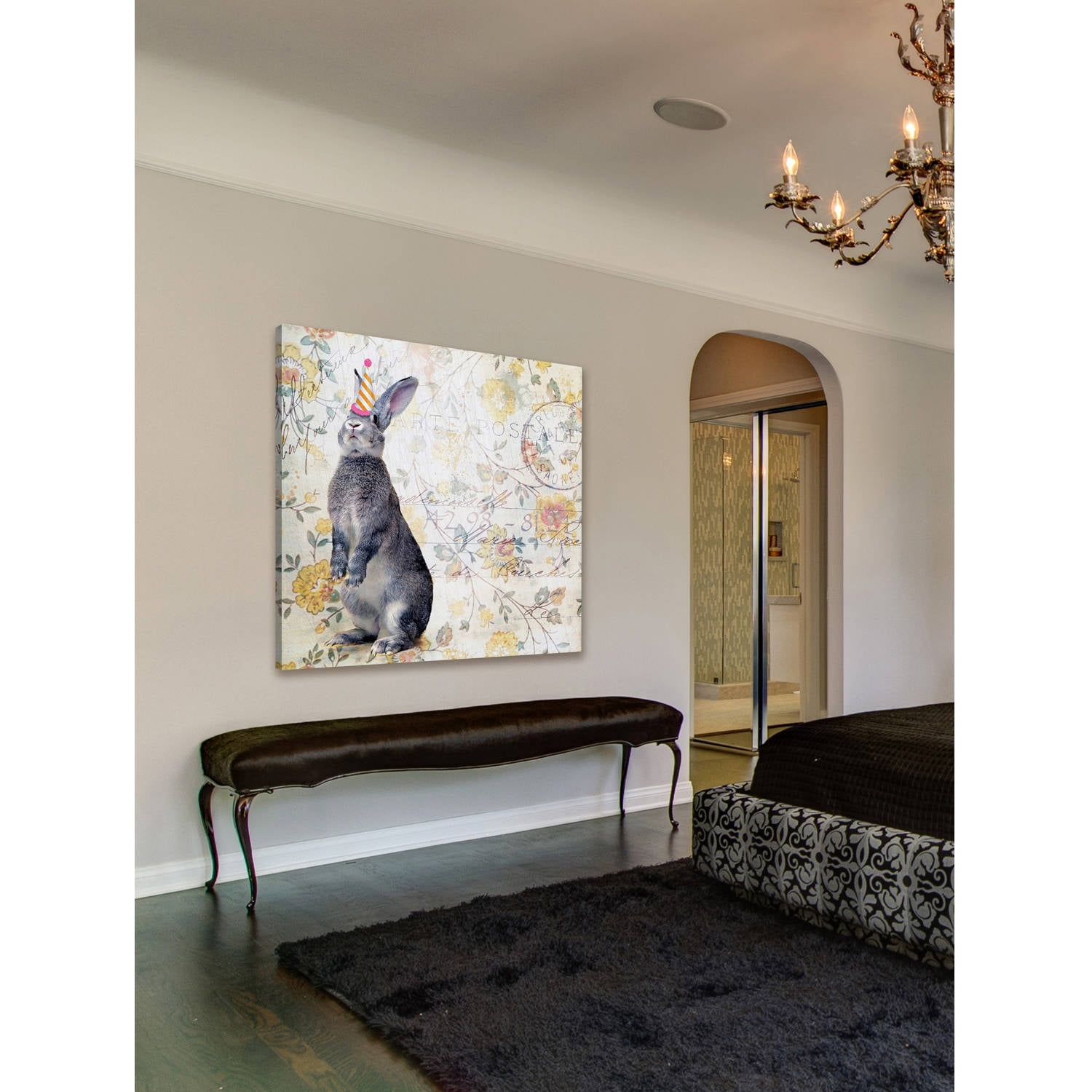 Marmont Hill "Party Rabbit" by Morgan Jones Painting Print on Wrapped Canvas