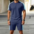 thumbnail image 5 of hotojiny Mens Short Sets 2 Piece Outfits Casual Summer Tracksuits Fashion Short Sleeve T Shirt and Shorts Set Sweatsuit(Dark Blue,3X-Large), 5 of 6