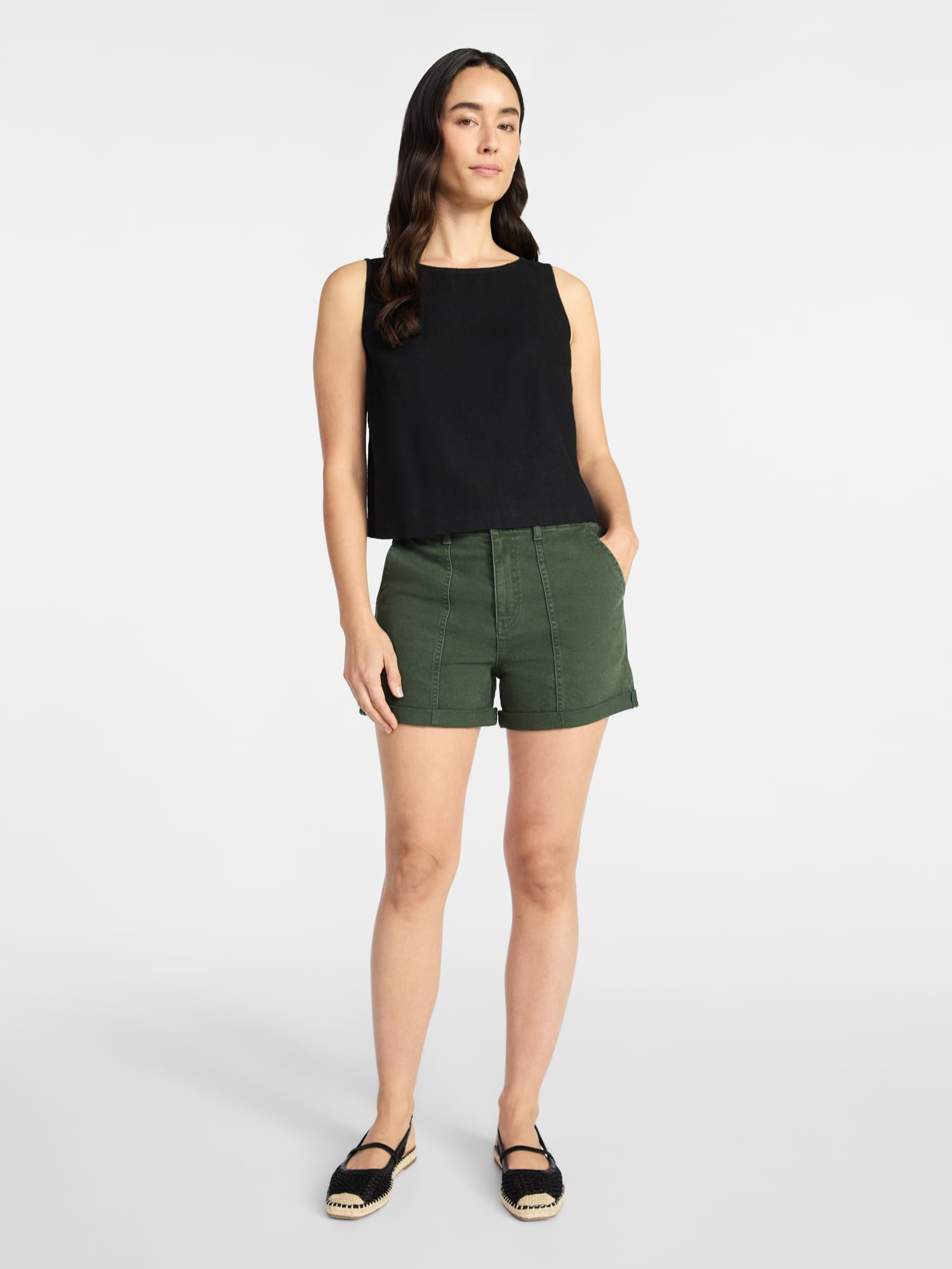 Time and Tru Women’s Linen Blend Sleeveless Top, Sizes XS-XXXL
