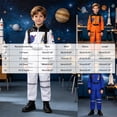 thumbnail image 6 of Pandaie Kids Boys Girls Space Astronaut Costume Suit Long Sleeve Zipper Jumpsuit for Halloween Cosplay Holiday Present Blue,8-9 Years, 6 of 6