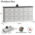 thumbnail image 2 of FANRAL 9 Drawers Dresser for Bedroom,Wood Rustic Storage Cabinet Chest of Drawers,Farmhouse Large Drawers with Metal Handles,White Dresser, 2 of 6