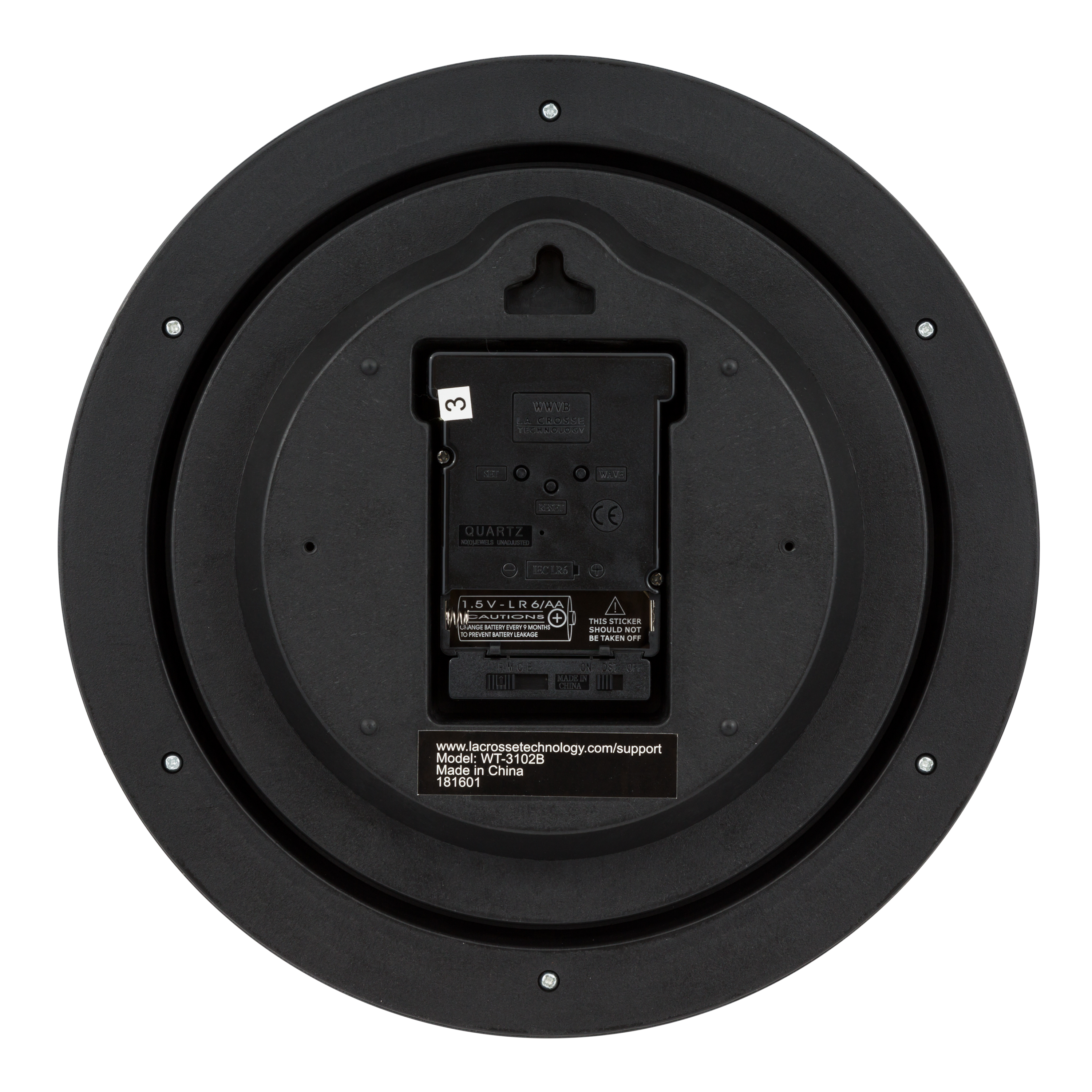 La Crosse Technology 10 inch Classic Black Atomic Analog Wall Clock, WT-3102B