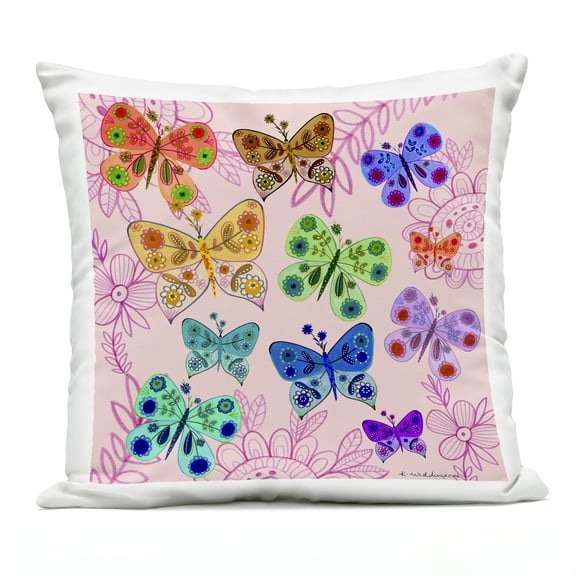 Stupell Industries Bright Patterned Butterflies Design by Kay Widdowson Outdoor Printed Pillow