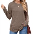 thumbnail image 3 of Suéteres de Mujer, Camisas de Larga, Moda de Otoño, Blusas de Moda, Conjuntos Fruncidos, Ropa de Invierno Café M, 3 of 9
