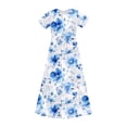 thumbnail image 4 of DAETIROS Girls Blue Floral Maxi Dress With Pockets Soft Stretchy Flowy Comfortable Casual Summer Long Dress For Kids Birthday Party Girls 4-14,Size 5 T, 4 of 9