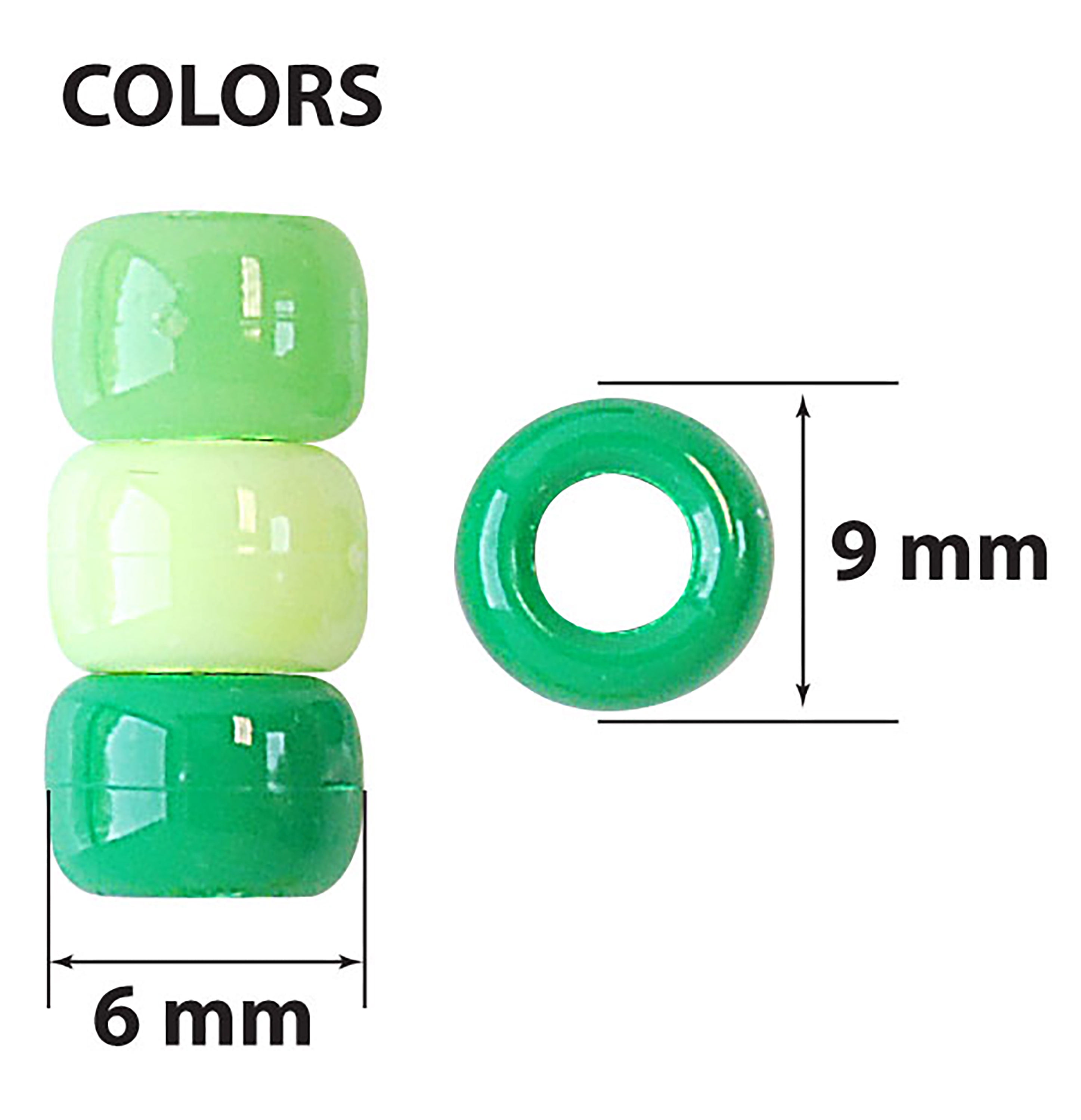 Hello Hobby Pony Bead Mix, Green, 500 Pieces, Plastic Craft Beads for Jewelry Making and DIY Projects