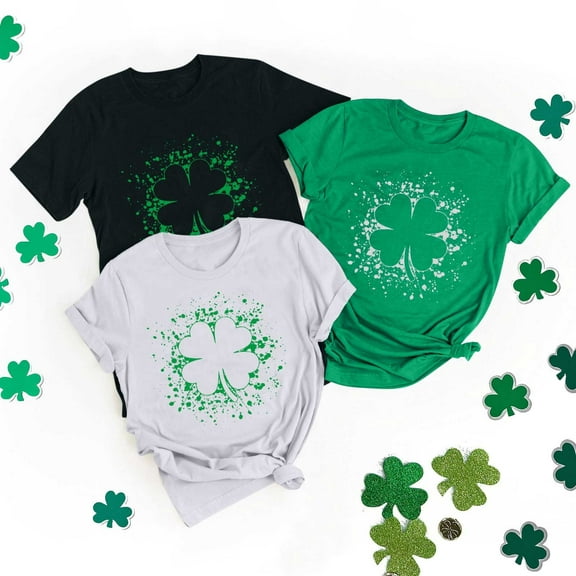 VBTAPA St Patricks Day Women Short Sleeve Summer T-Shirts Lucky Shamrock Shirts Irish Clover Graphic Tees Funny Holiday Tops Black M